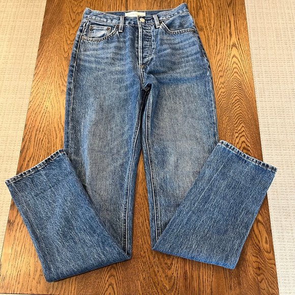 Denim Forum Aritzia The Nina Stovepipe Straight Leg Jeans Button Fly  Size 26 - Picture 3 of 13